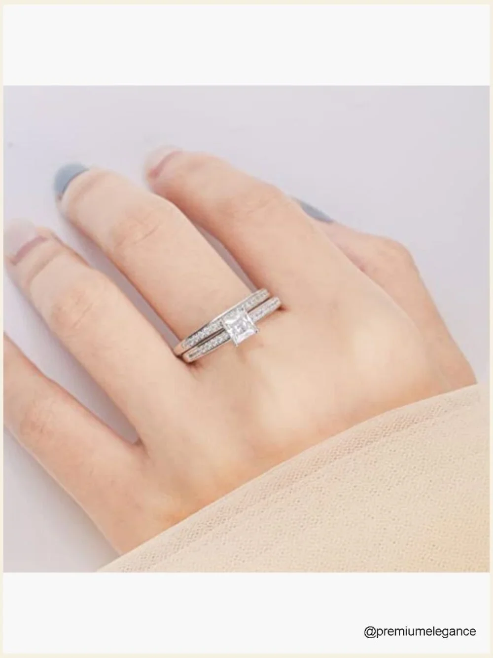 Princess Cut Cubic Zirconia Sterling Silver Bridal Set
